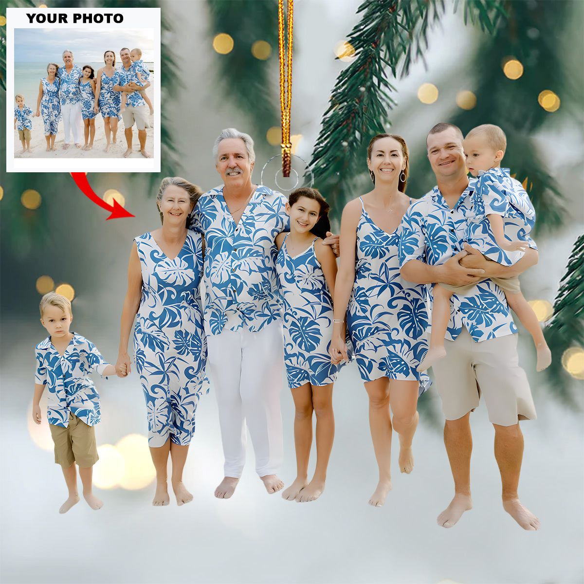 Family Trip Personalized Photo Mica Ornament Christmas Gift For Family Members