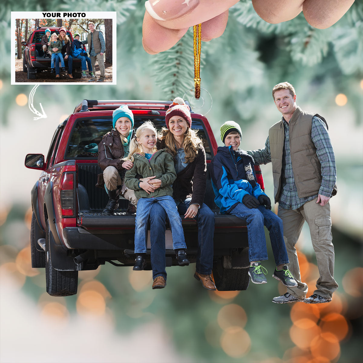 Family Truck Personalized Photo Mica Ornament Gift For Family Family Members