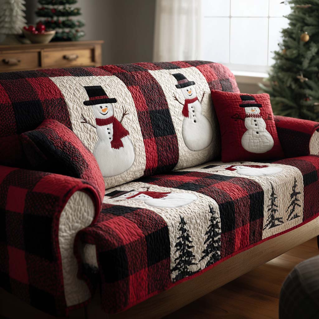Family Warmth Quilted Sofa Cover Christmas Sofa Cover Gifts For Friends