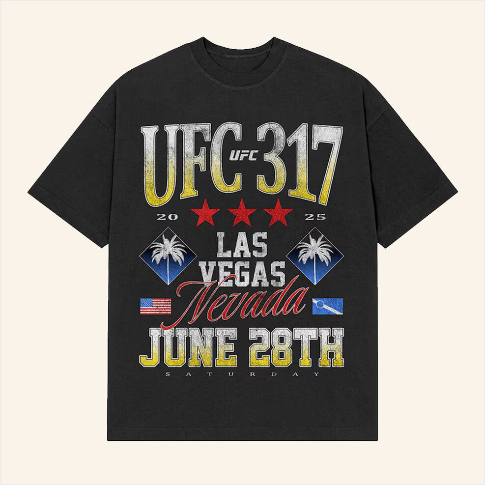 Fanatics Merch UFC 317 Vegas Black T-Shirt Gift Ideas For Fans Birthday Gifts For Best Friend