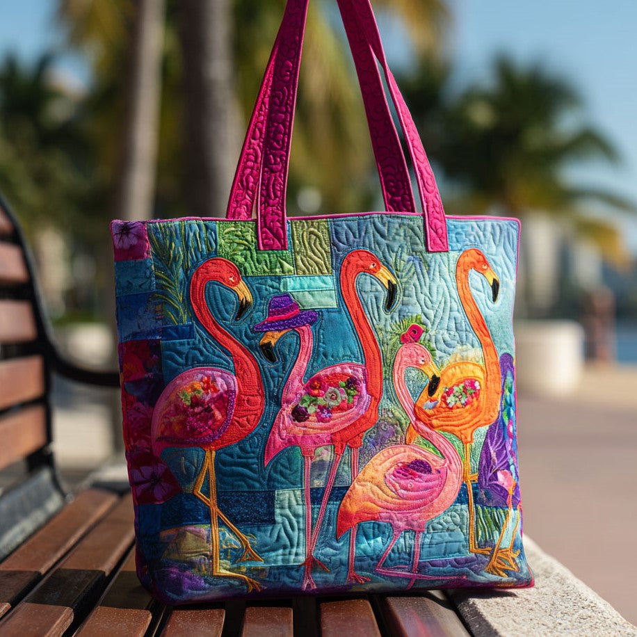 Fancy Feet Quilted Tote Bag Flamingo Themed Presents