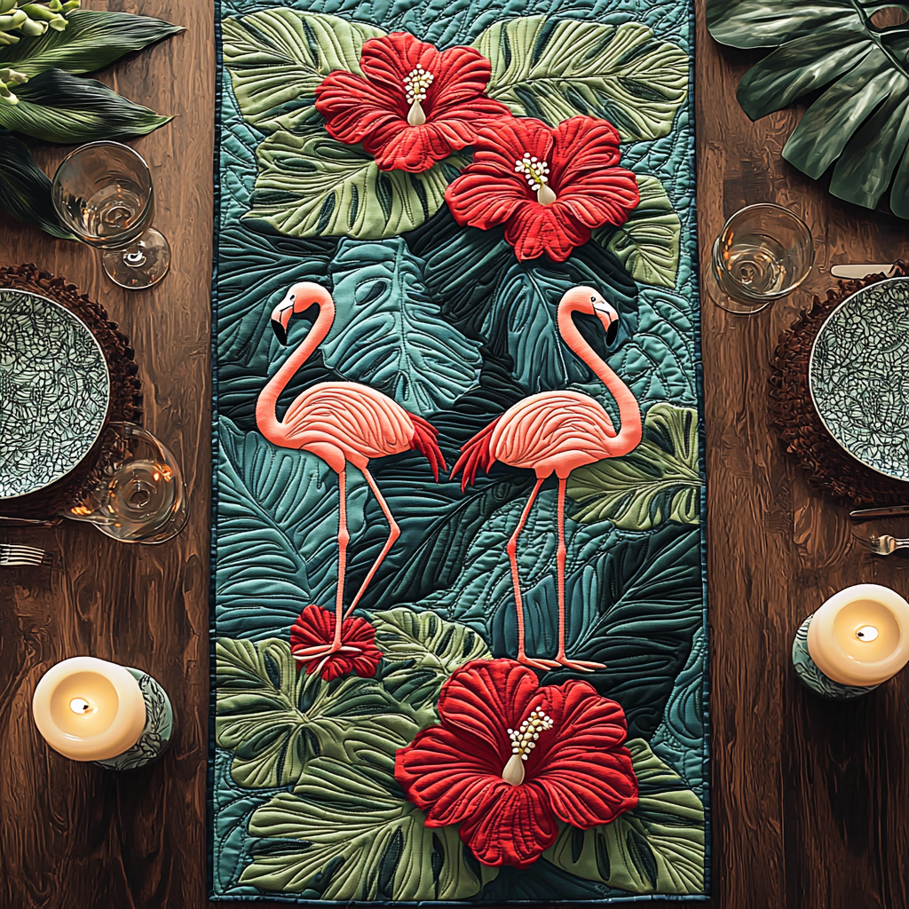 Fancy Flamingo Quilted Table Runner Kitchen Table Decor Ideas Cool Gifts For Flamingo Lovers