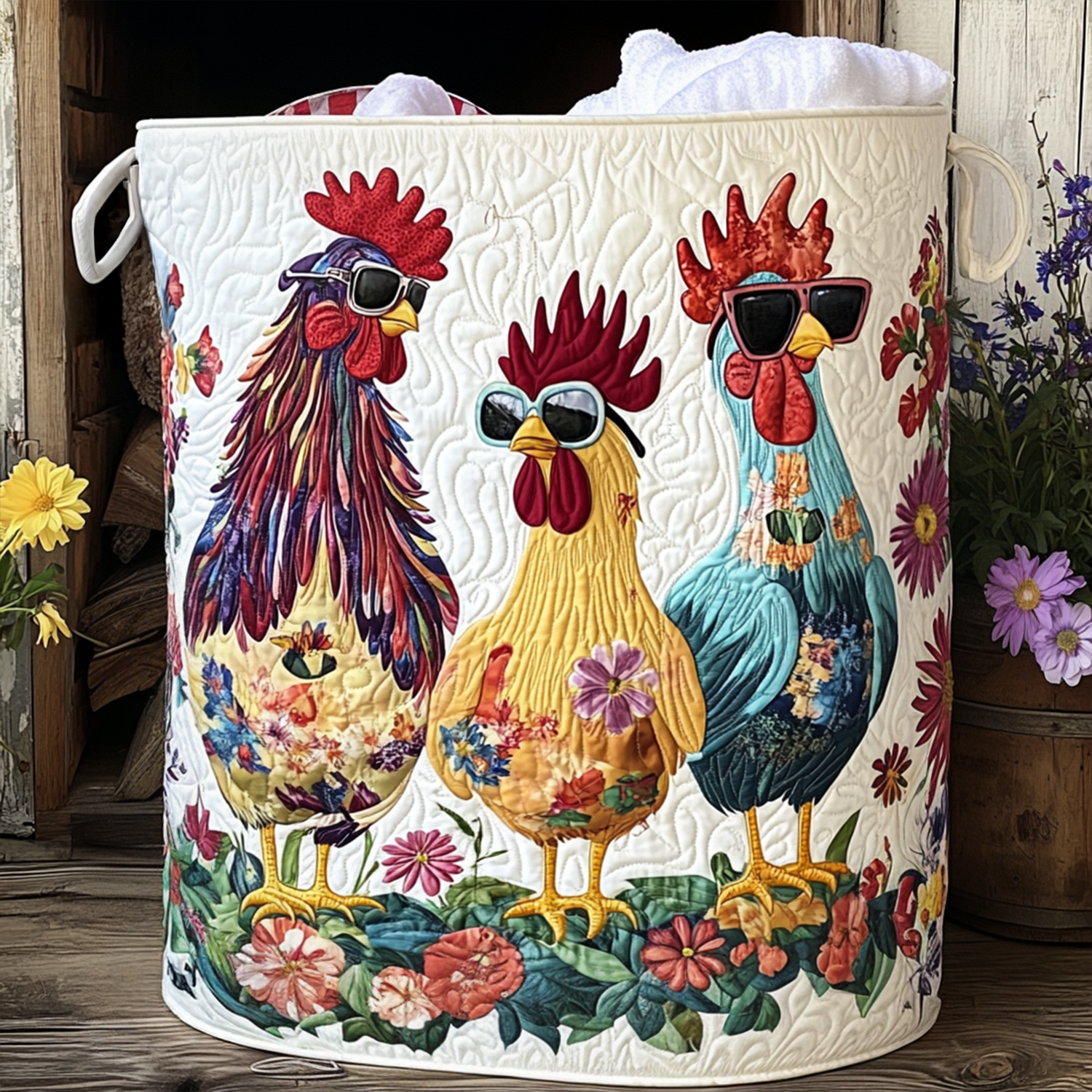 Fancy Flock Quilted Laundry Basket Merch For Kids