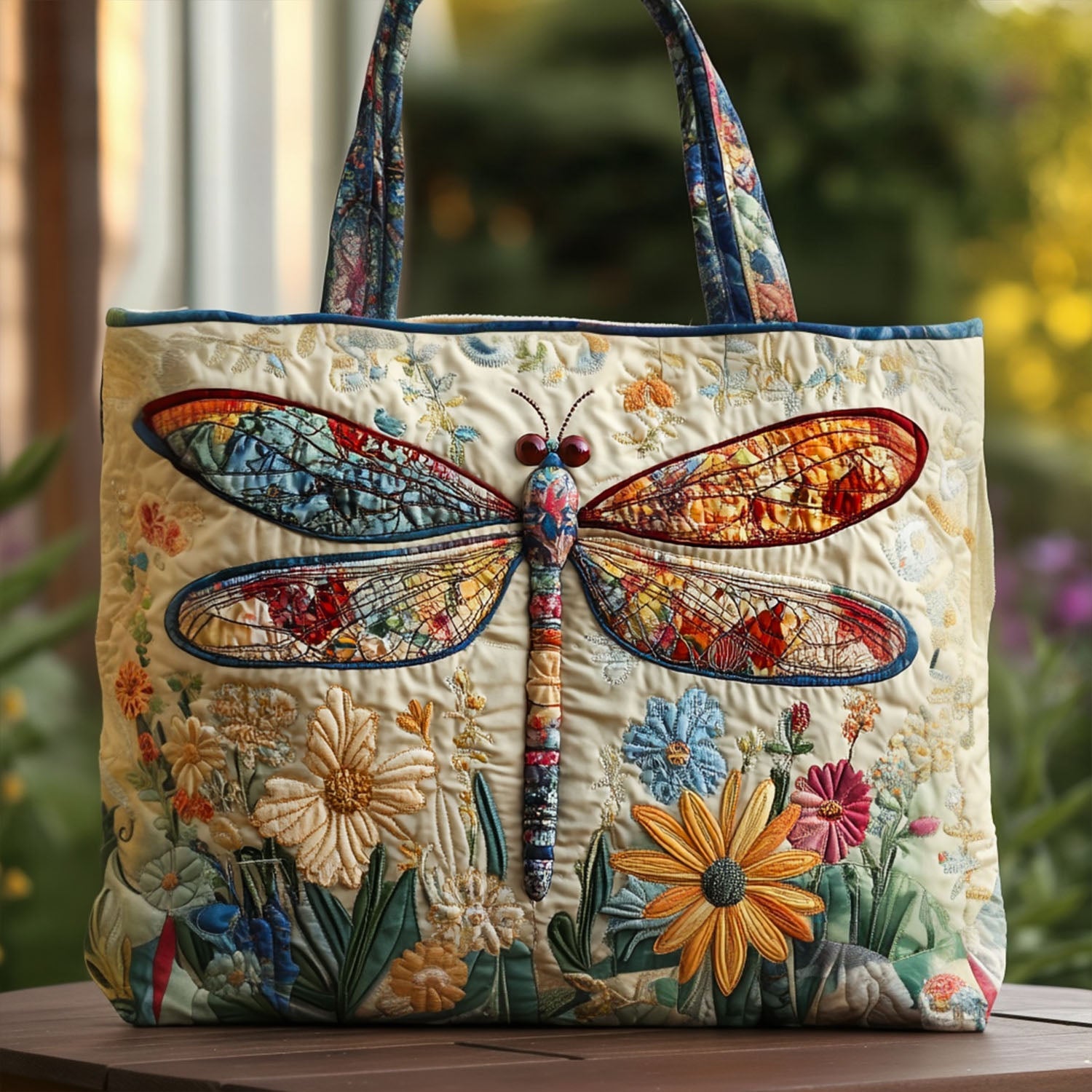Fancy Flutter Quilted Tote Bag Best Dragonfly Gifts For Christmas