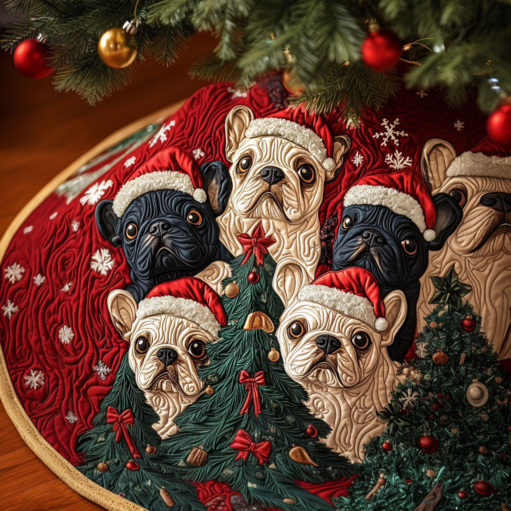 Fancy Frenchie Quilted Christmas Tree Skirt Christmas Hearth And Home Decor