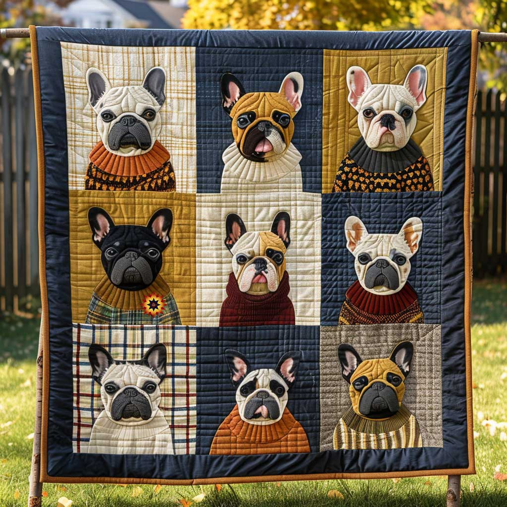 Fancy Winter French Bulldog Holiday Christmas Quilt Blanket Christmas Gift Ideas For Siblings