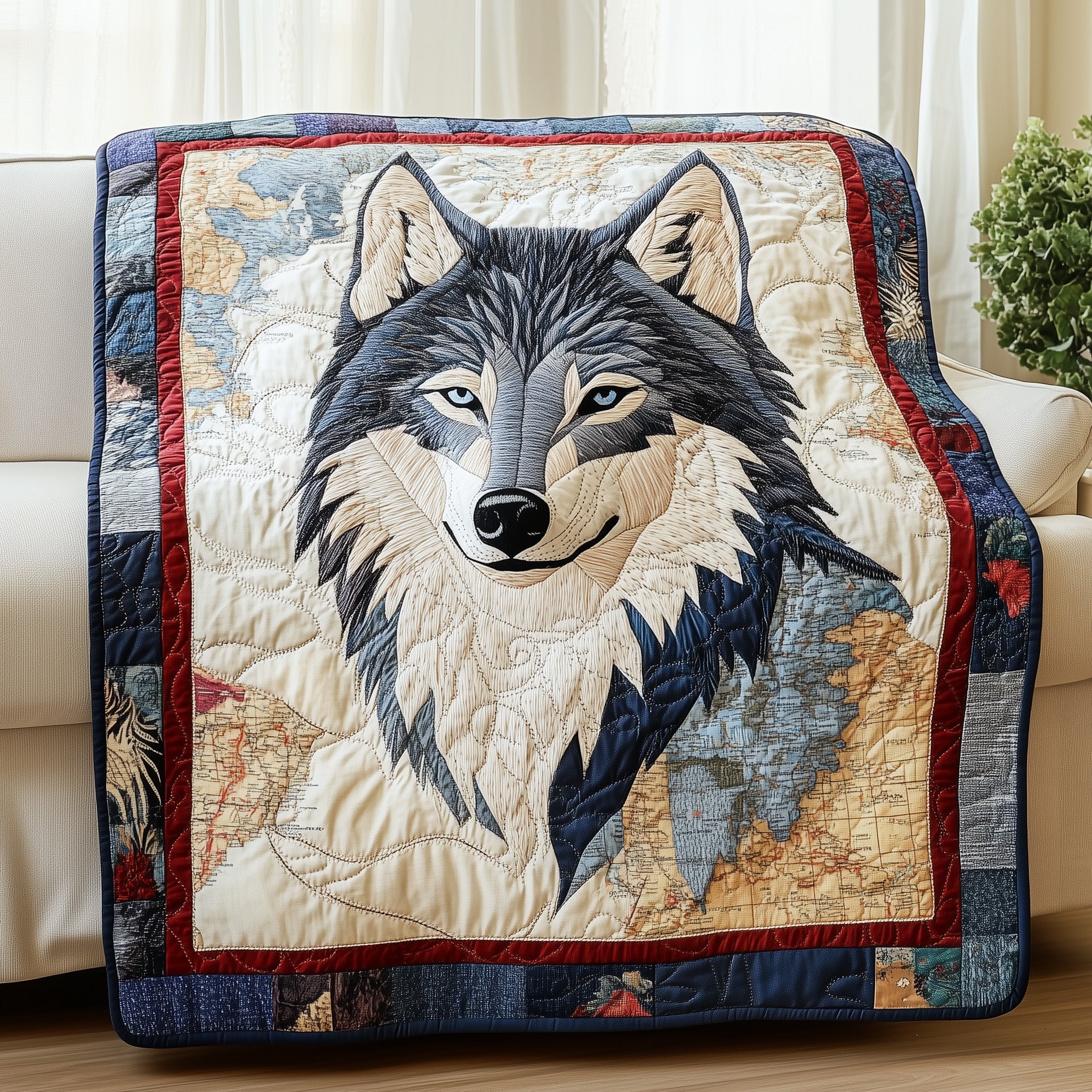 Fangs of the North Quilted Blanket Couch Throw BlanketWolf Christmas Presents