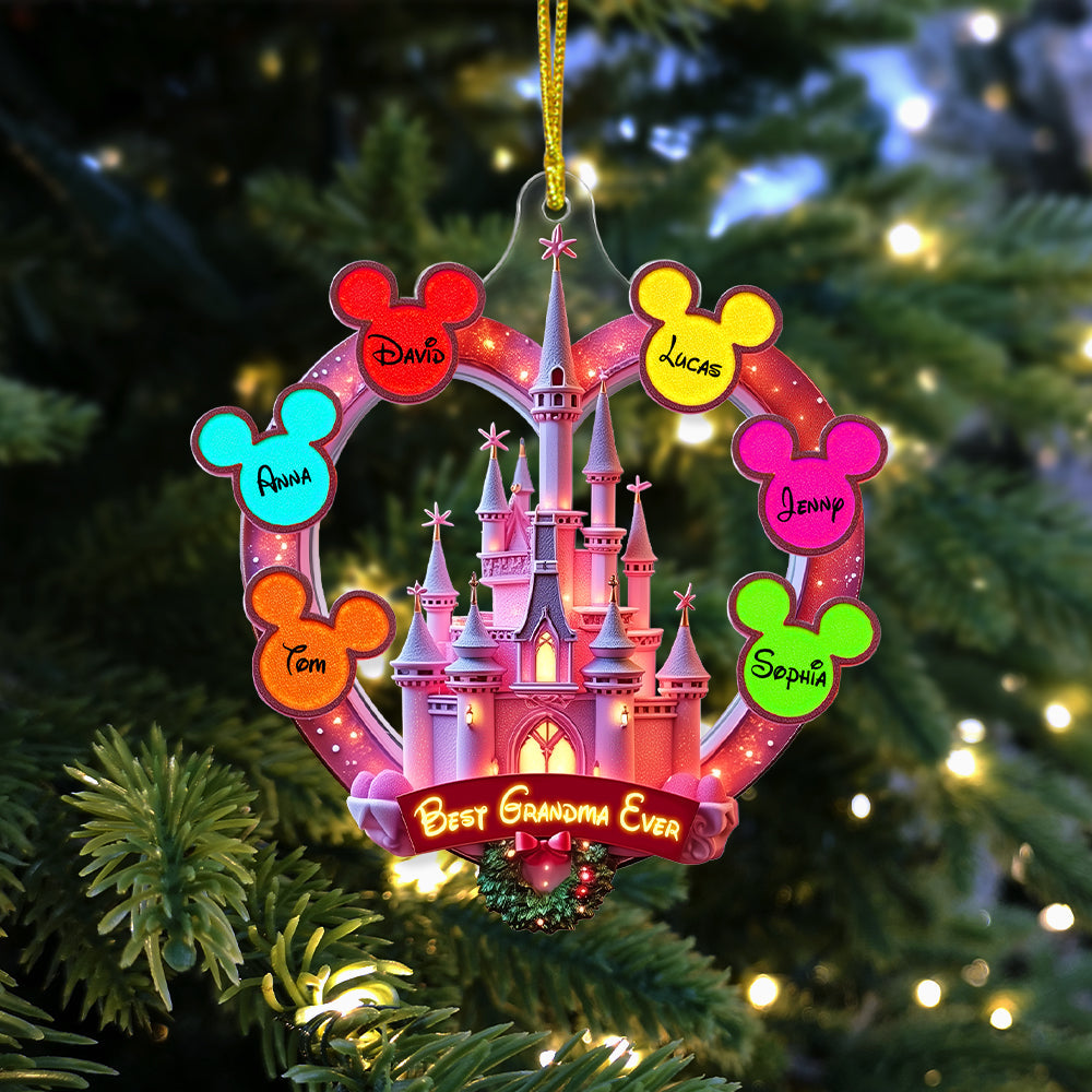 Fantasy Castle Personalized Gifts For Mom Grandma Acrylic Ornament - Xmas Ornament Gift