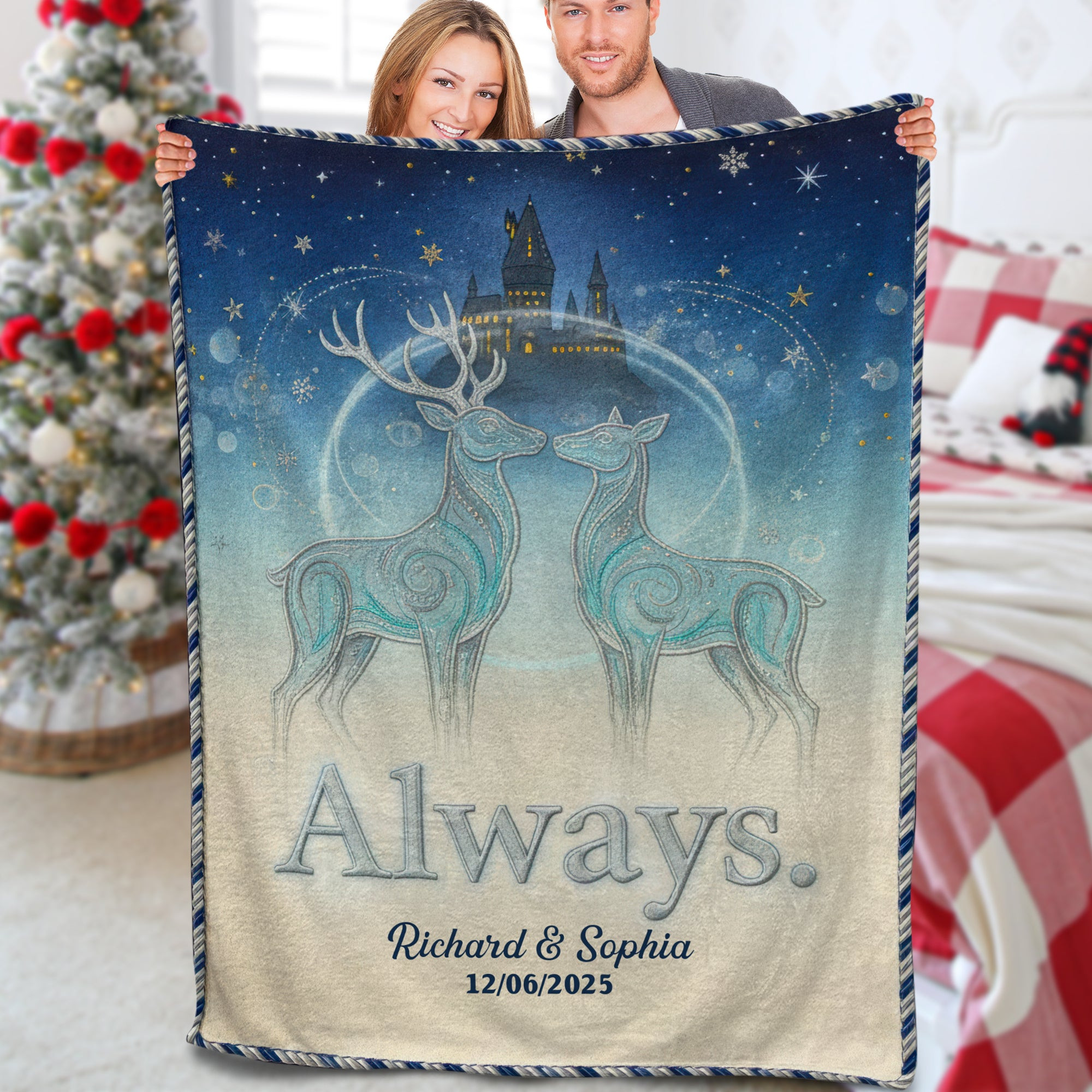 Fantasy Deer Lovers Blanket ' Personalized Gifts For Couple - Gag Christmas Gifts For Boss Fantasy Deer Lovers Blanket ' Personalized Gifts For Couple - Gag Christmas Gifts For Boss