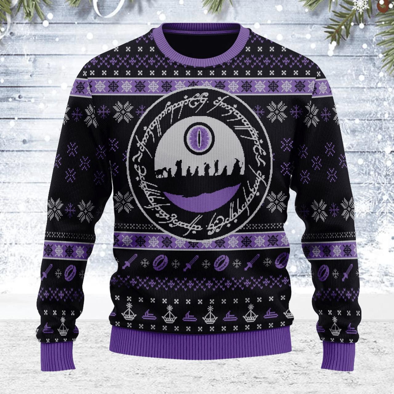 Fantasy Eye Ugly Christmas Sweater Magic Ring Holiday Jumper Gift For Movie Lovers