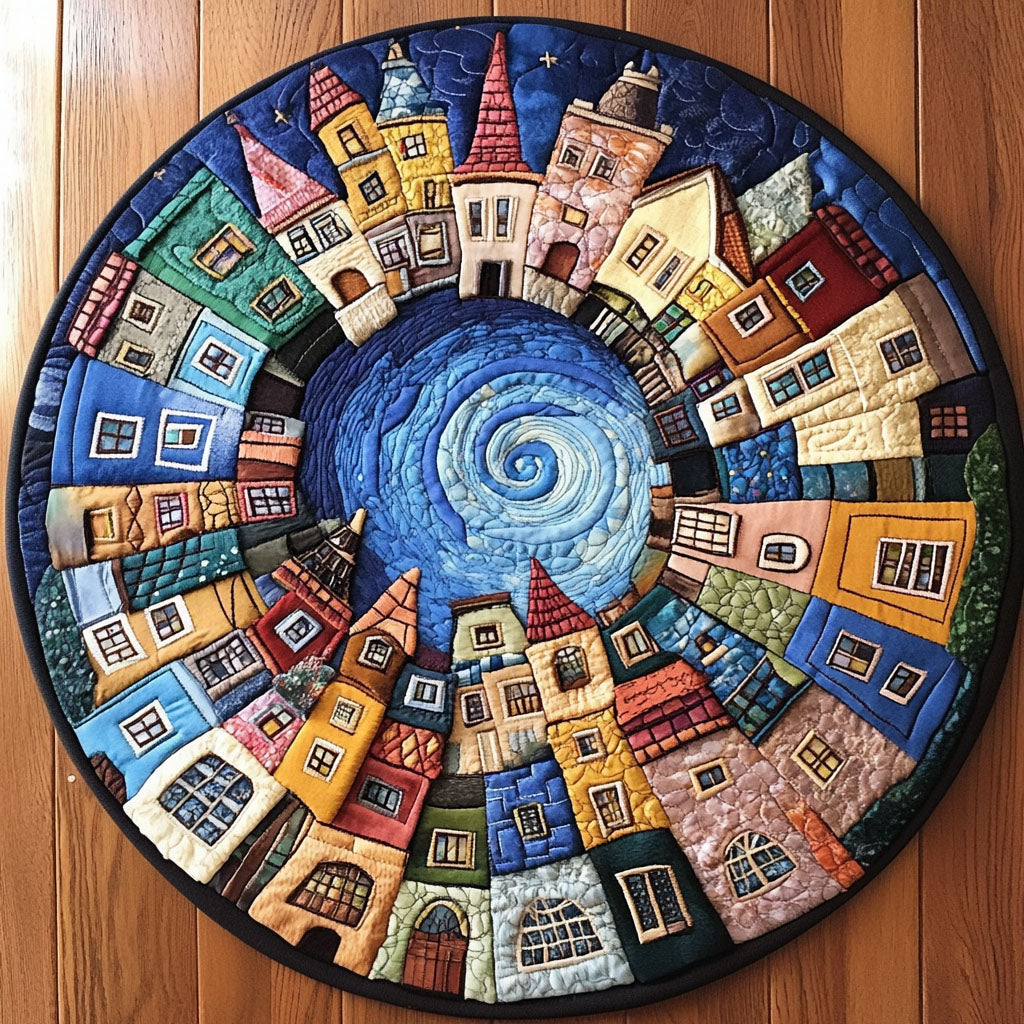 Fantasy Hamlet Quilted Round Mat Foyer Christmas Decor Christmas Gifts For Farmer Dad