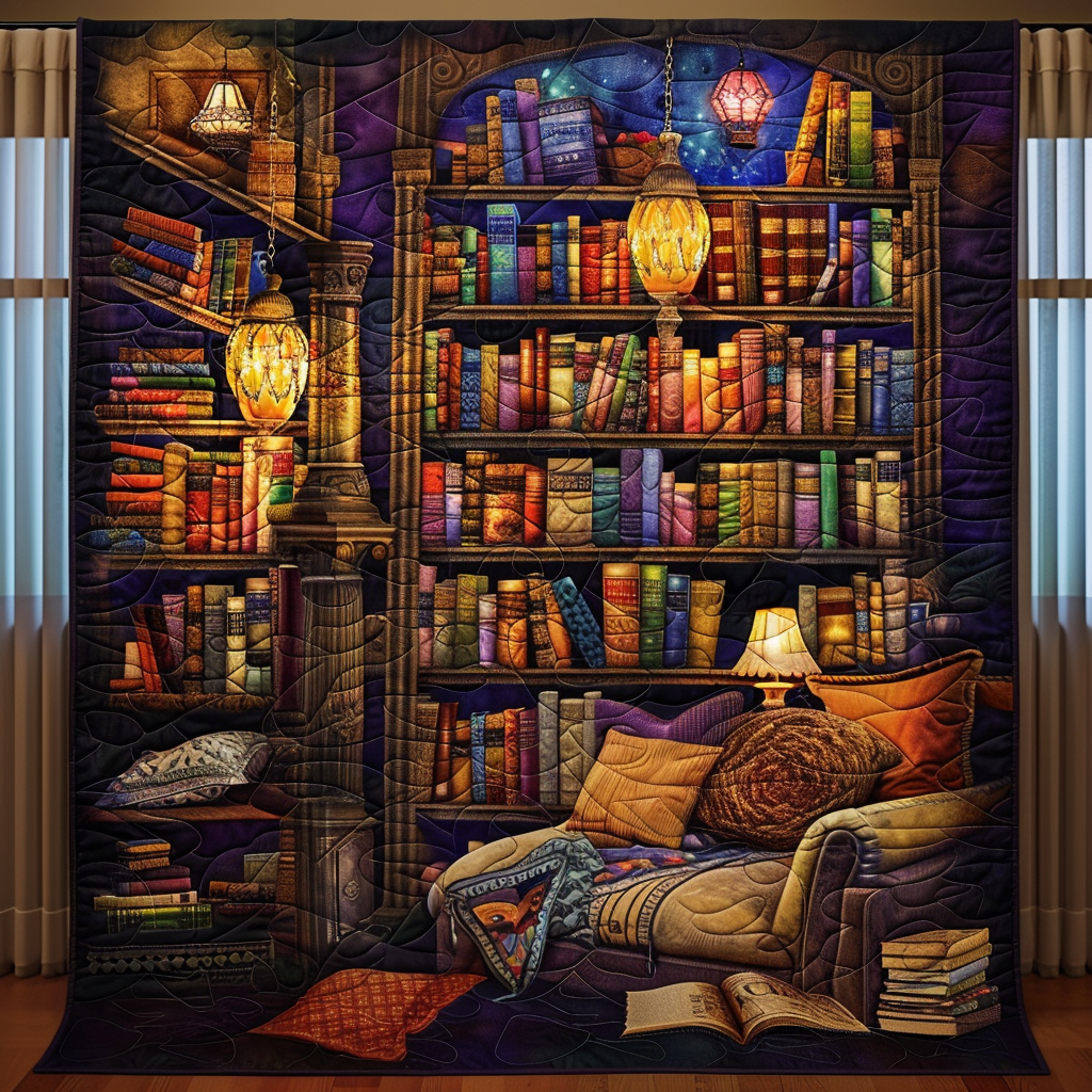 Fantasy Library Quilted Blanket Cute Blankets For Her