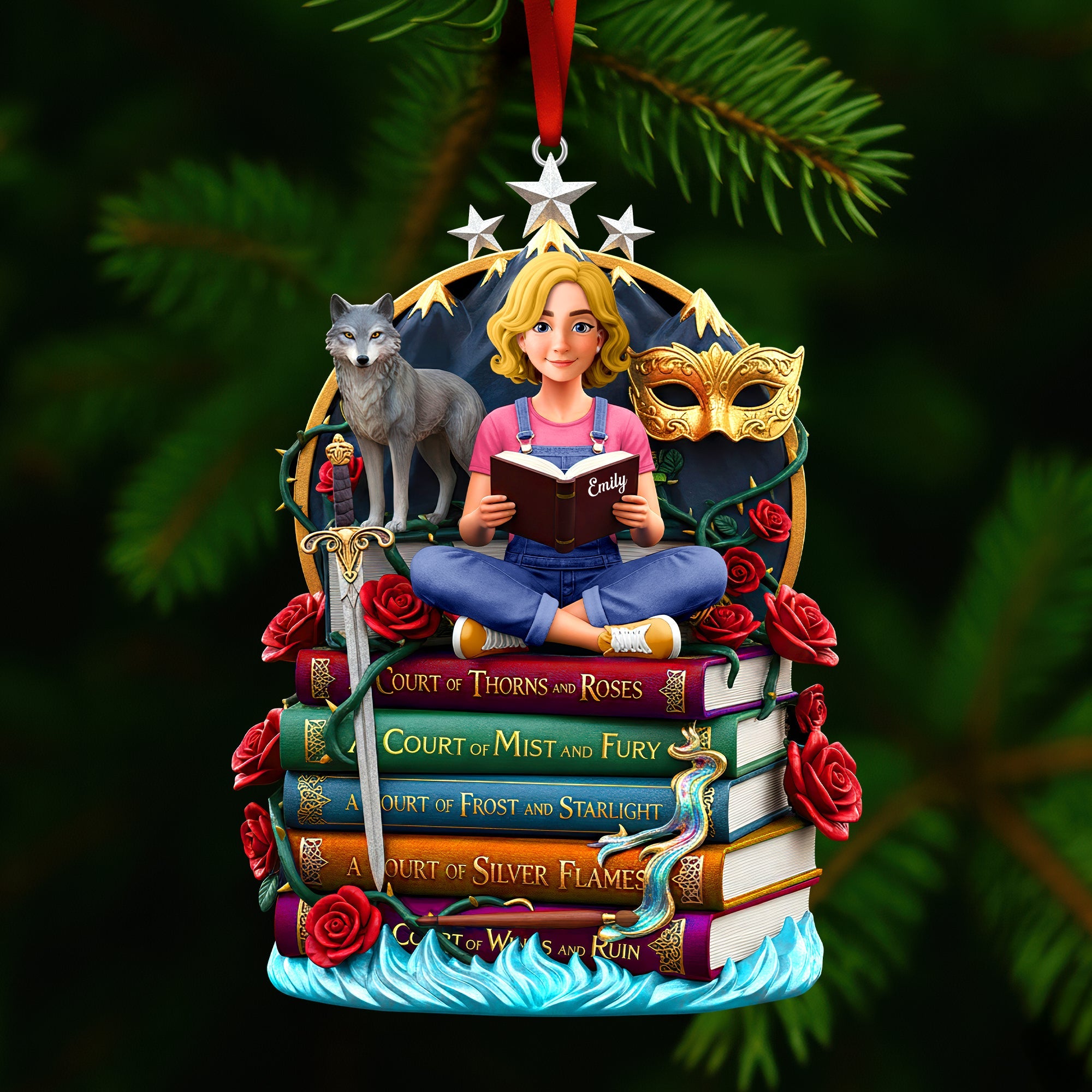 Fantasy Reading Christmas Ornament - Personalized Gifts For Book Lovers - Fun Holiday Ornament Gift