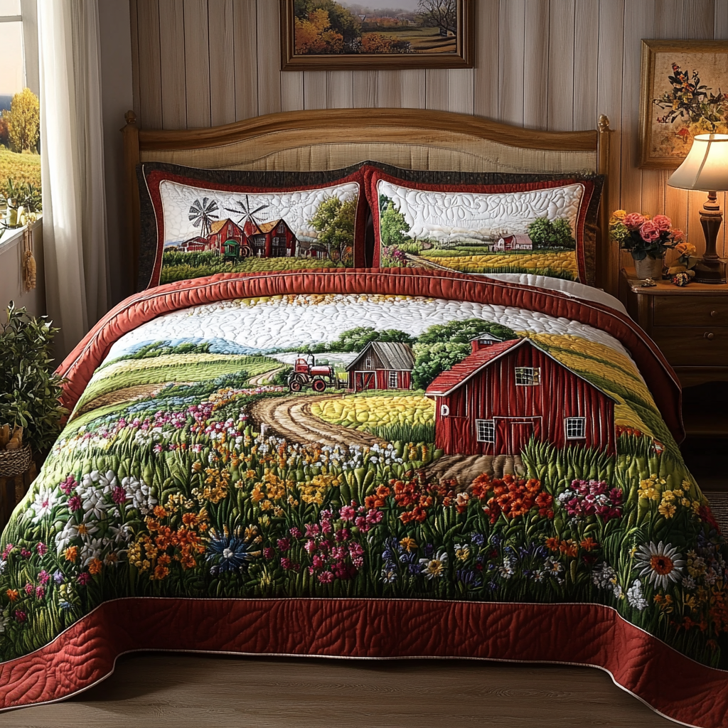 Farm Charm Quilted Bedding Set Bed Room Decoration Christmas Gifts For Wife 2025