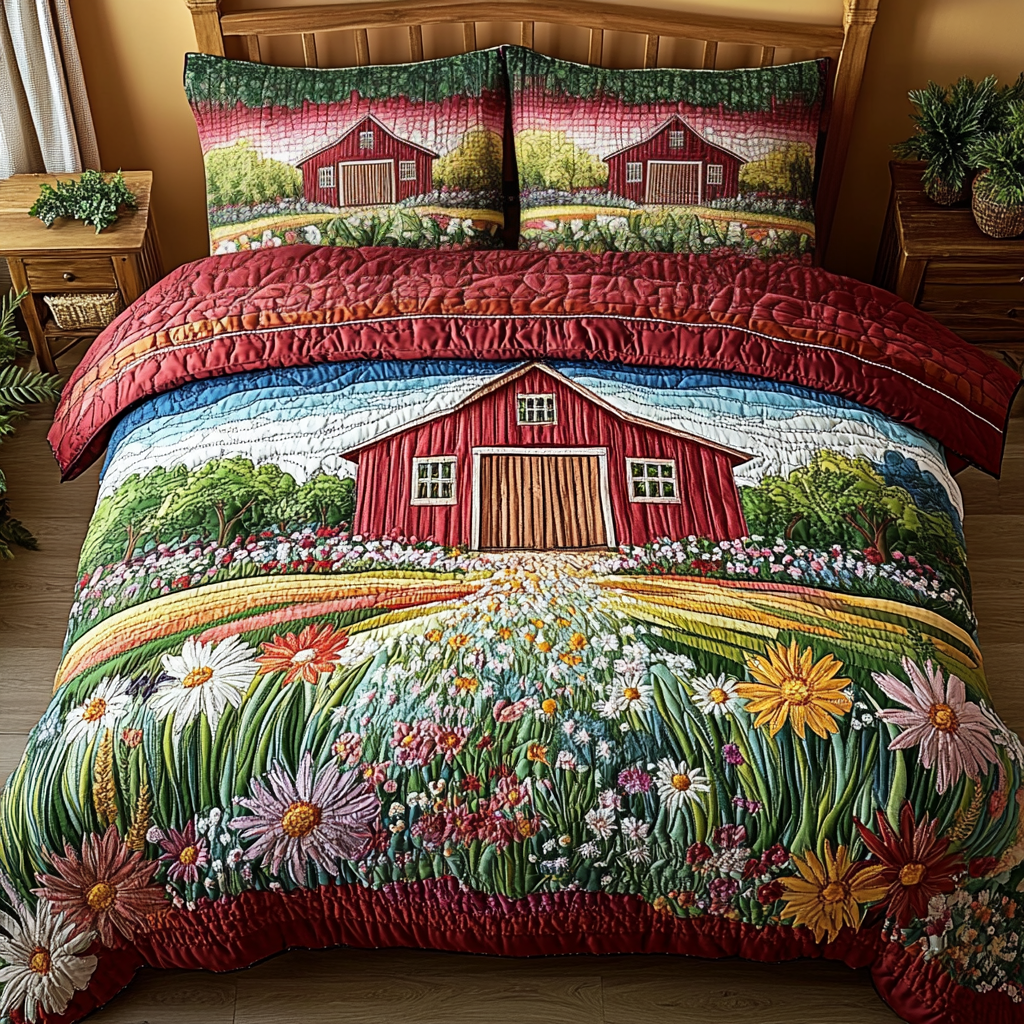 Farm Dreams Quilted Bedding Set Lightweight Duvet Cover Set for Year-Round Comfort