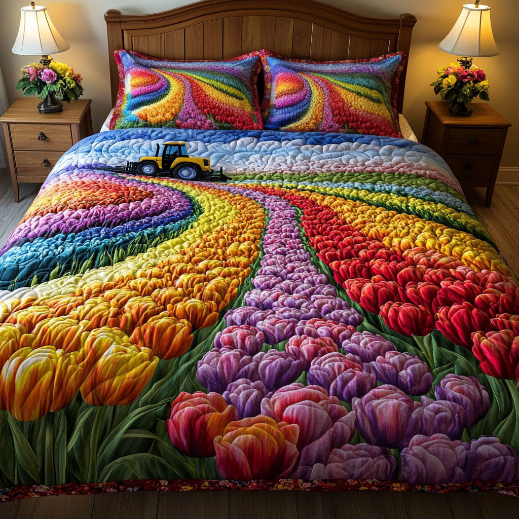 Farm Field Colors Quilted Bedding Set Personalized Bedding Set Gift for Couples