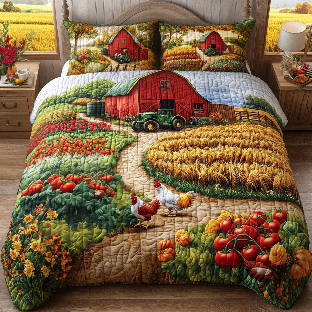 Farm Fresh Days Quilted Bedding Set Cool Bedroom Decor Tractor Themed Gifts
