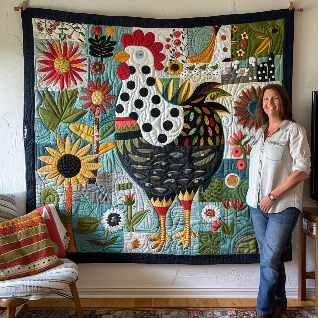 Farm Fresh Feathers Quilted Blanket Gifts For Chicken Owners