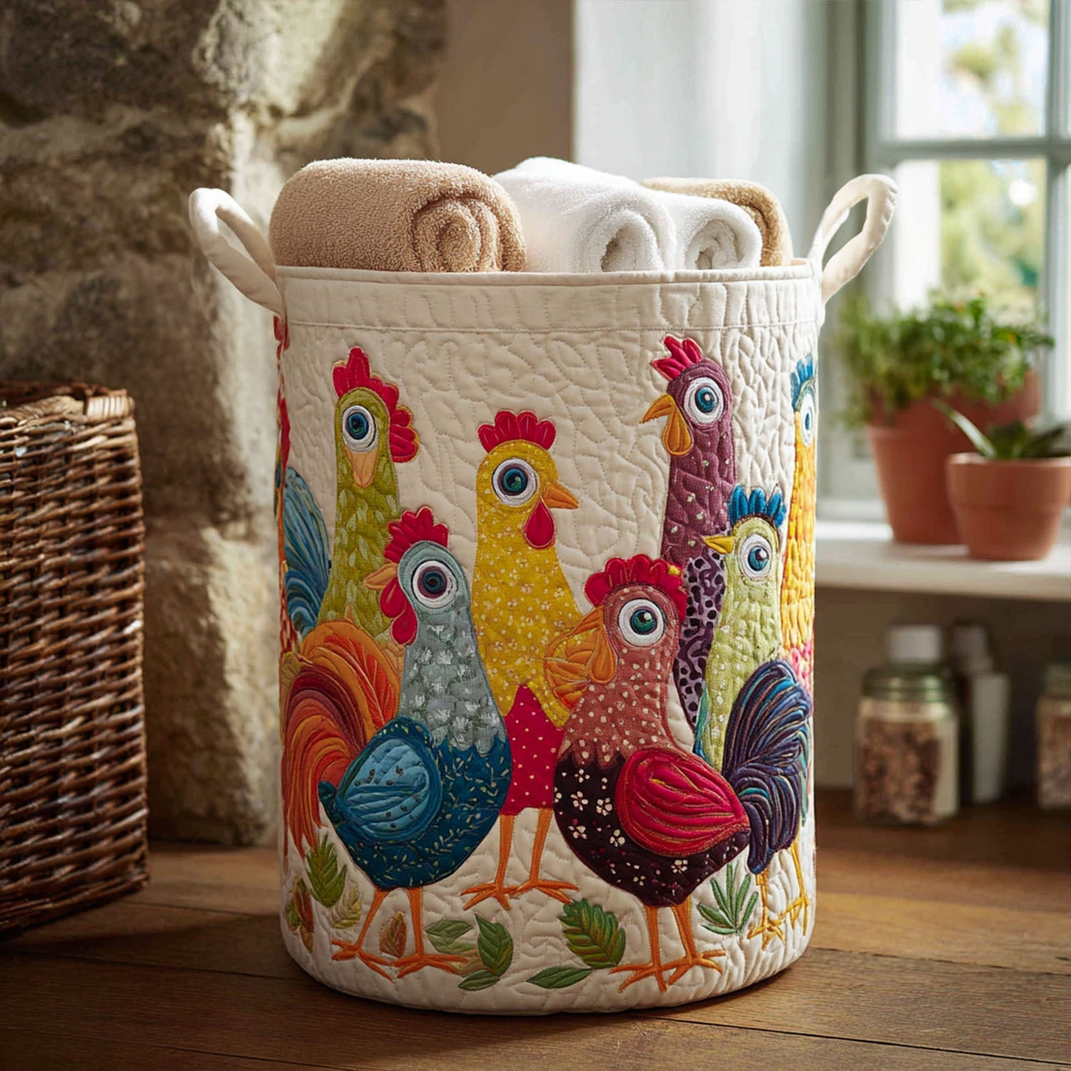 Farm Fresh Flair Quilted Laundry Basket Perfect Gift For Apartment Living