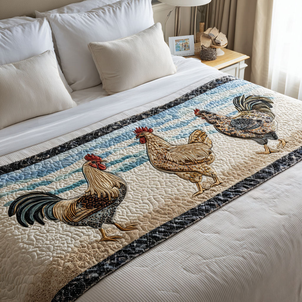 Farm Fresh Fowl Quilted Bed Runner Bedroom Decor Ideas Presents For Chicken Lovers