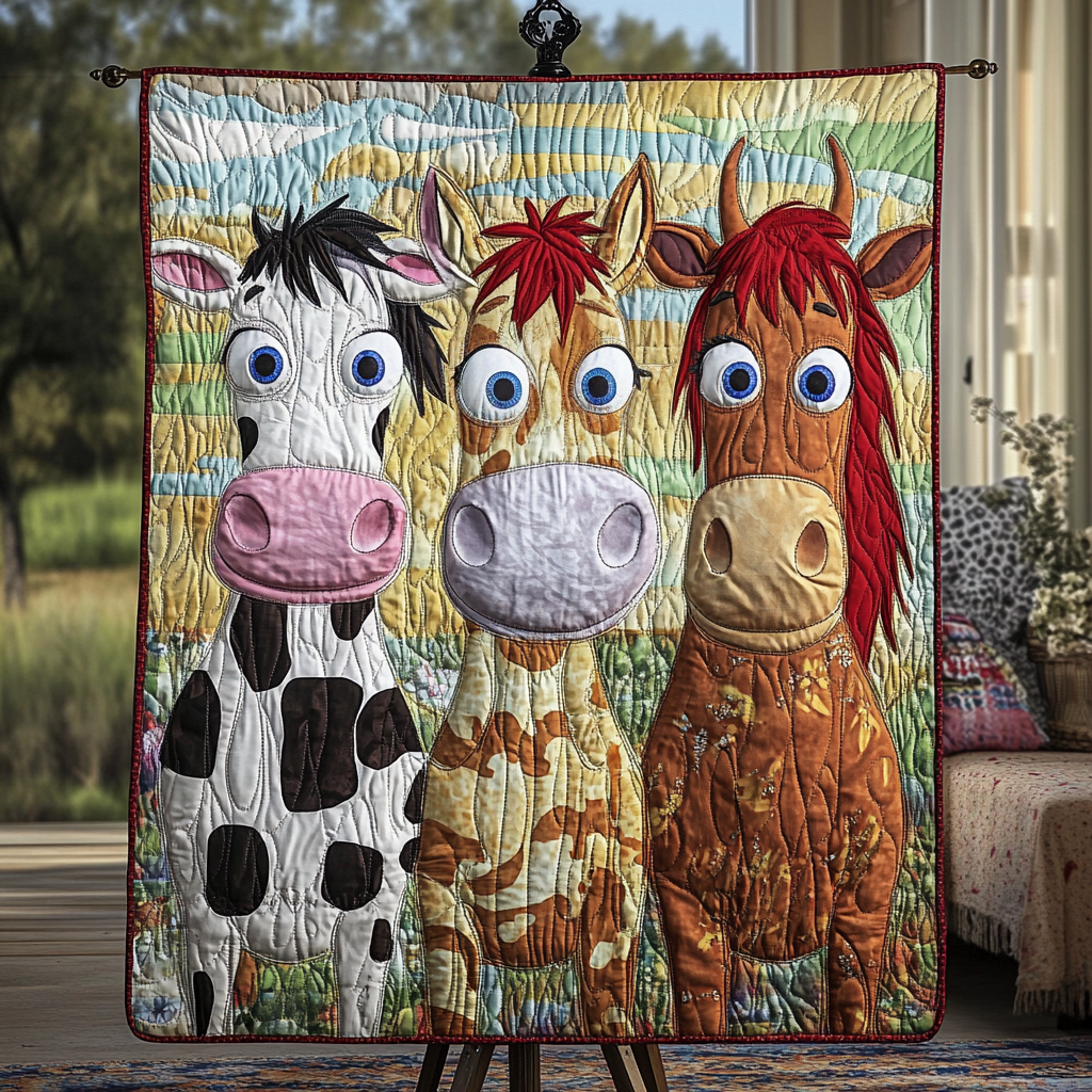Farm Funnies Quilted Blanket Best Couch Throw Blanket Christmas Gift For Farmers