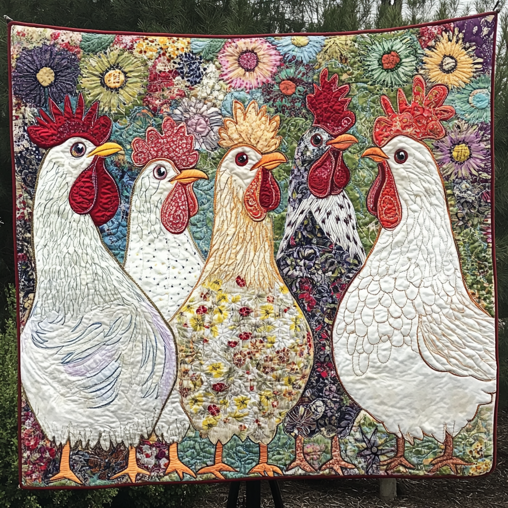 Farm Garden Hens Quilted Blanket Home Bedding Decor Gift For Dragon Lover