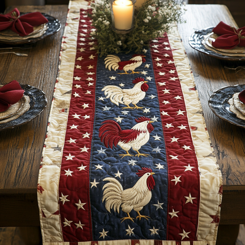 Farm Glory Quilted Table Runner Elegant Holiday Table Runners Patriotic Gift Items