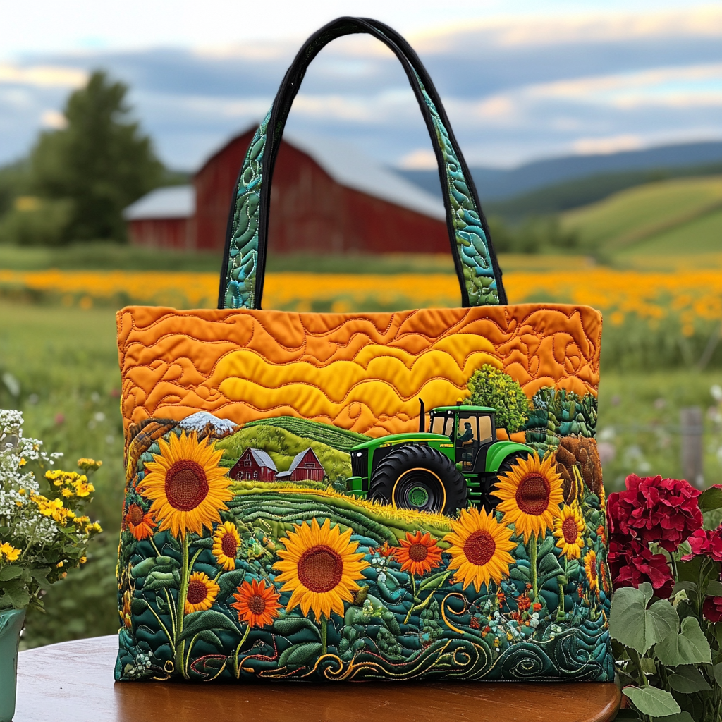 Farm Glow Quilted Tote Bag Sunflower Gifts For Friends