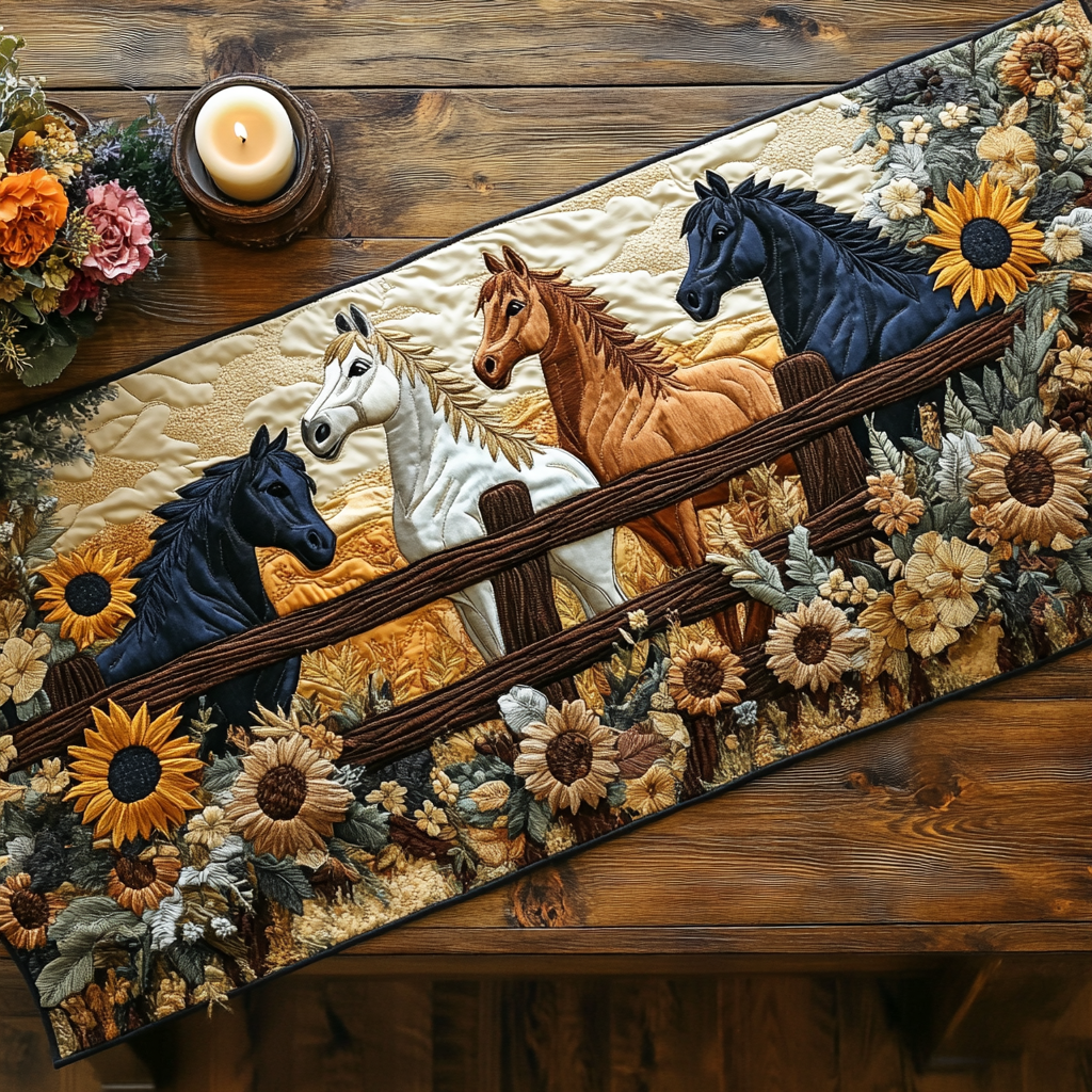 Farm Grace Quilted Table Runner Dinner Table Decor Ideas Gifts For Horse Trainers
