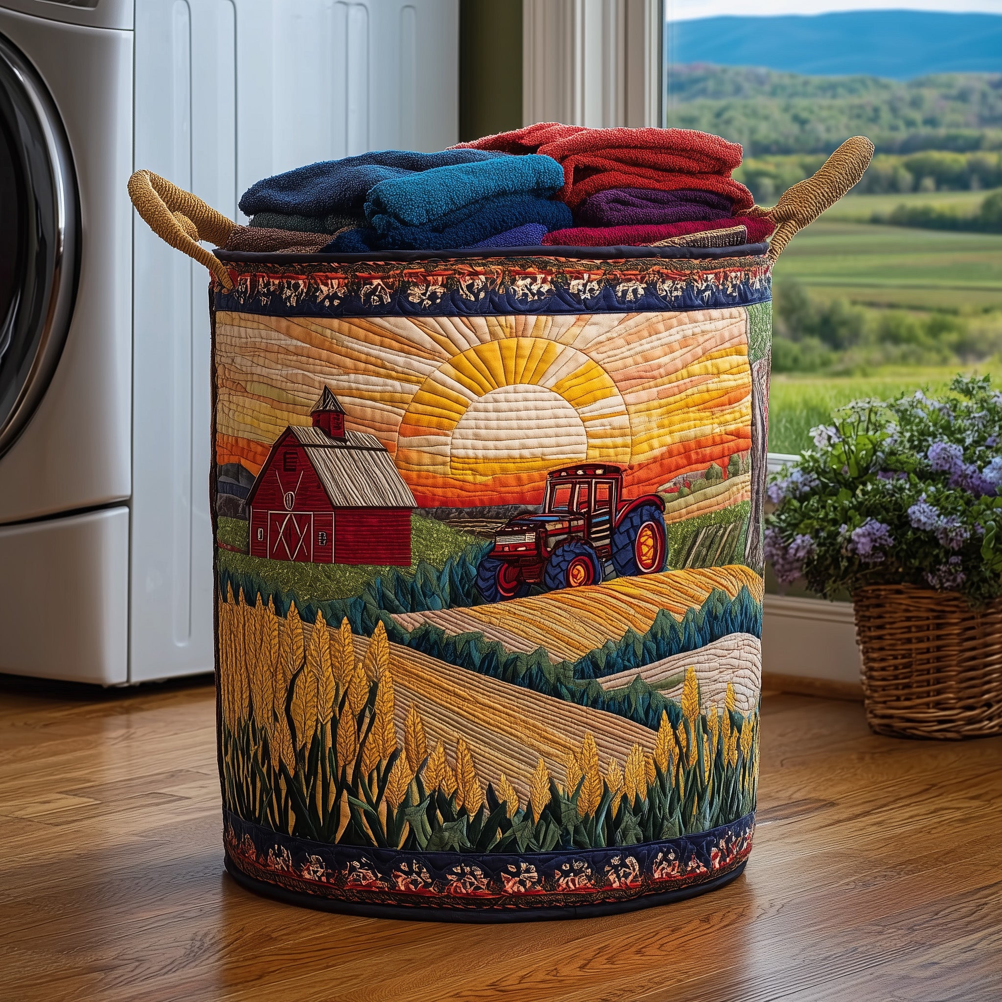 Farm Heaven Quilted Laundry Basket Gifts For A Sheep Farmer