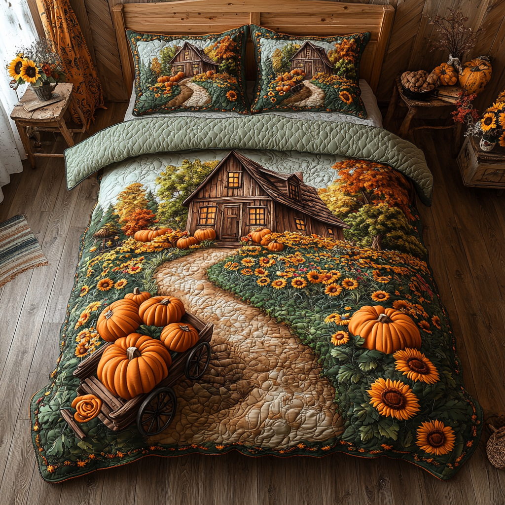 Farm Lane Quilted Bedding Set Best Bed Sheet Set Fall Autumn Gifts For Her
