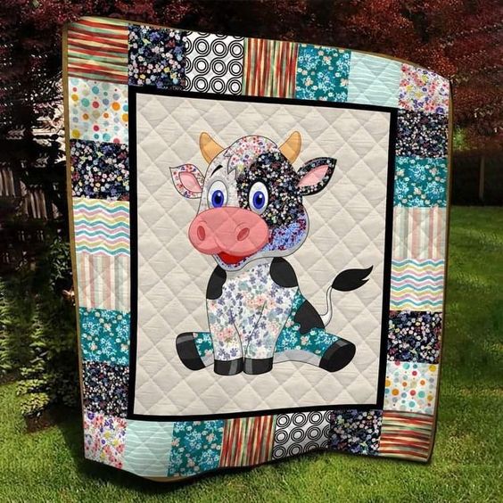 Farm Life Cow Quilted Blanket Gift For Cow Lover