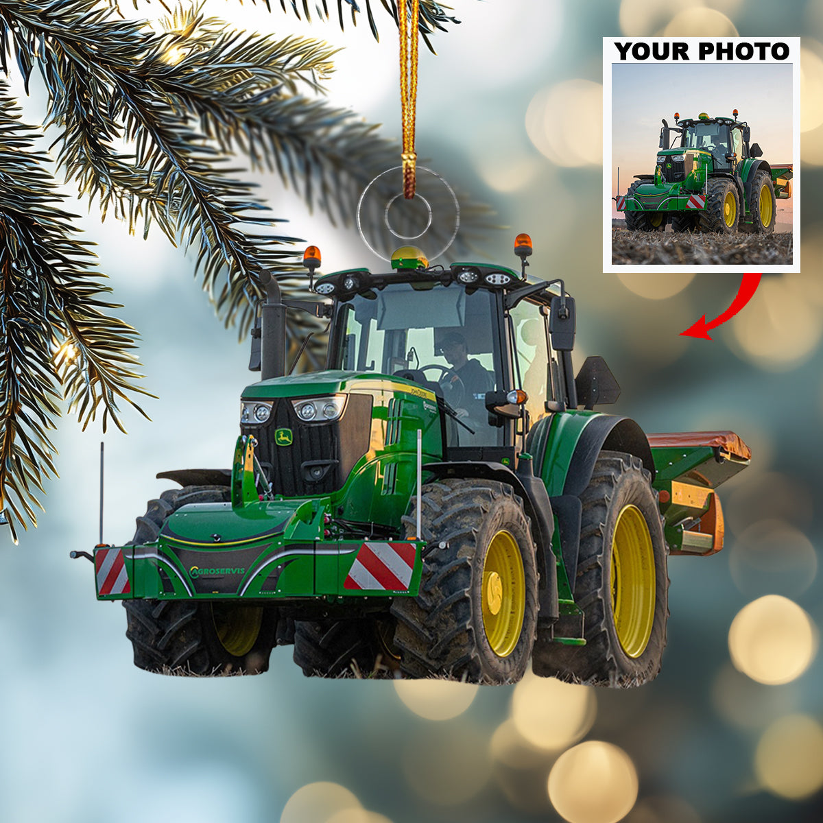 Farm Life Friend Tractor Personalized Photo Mica Ornament Christmas Gift For Family Member