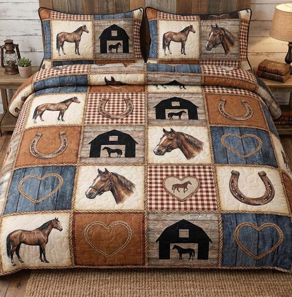 Farm Life Quilted Bedding Set Farmhouse Bedroom Decor Best Gift For Farm Lovers