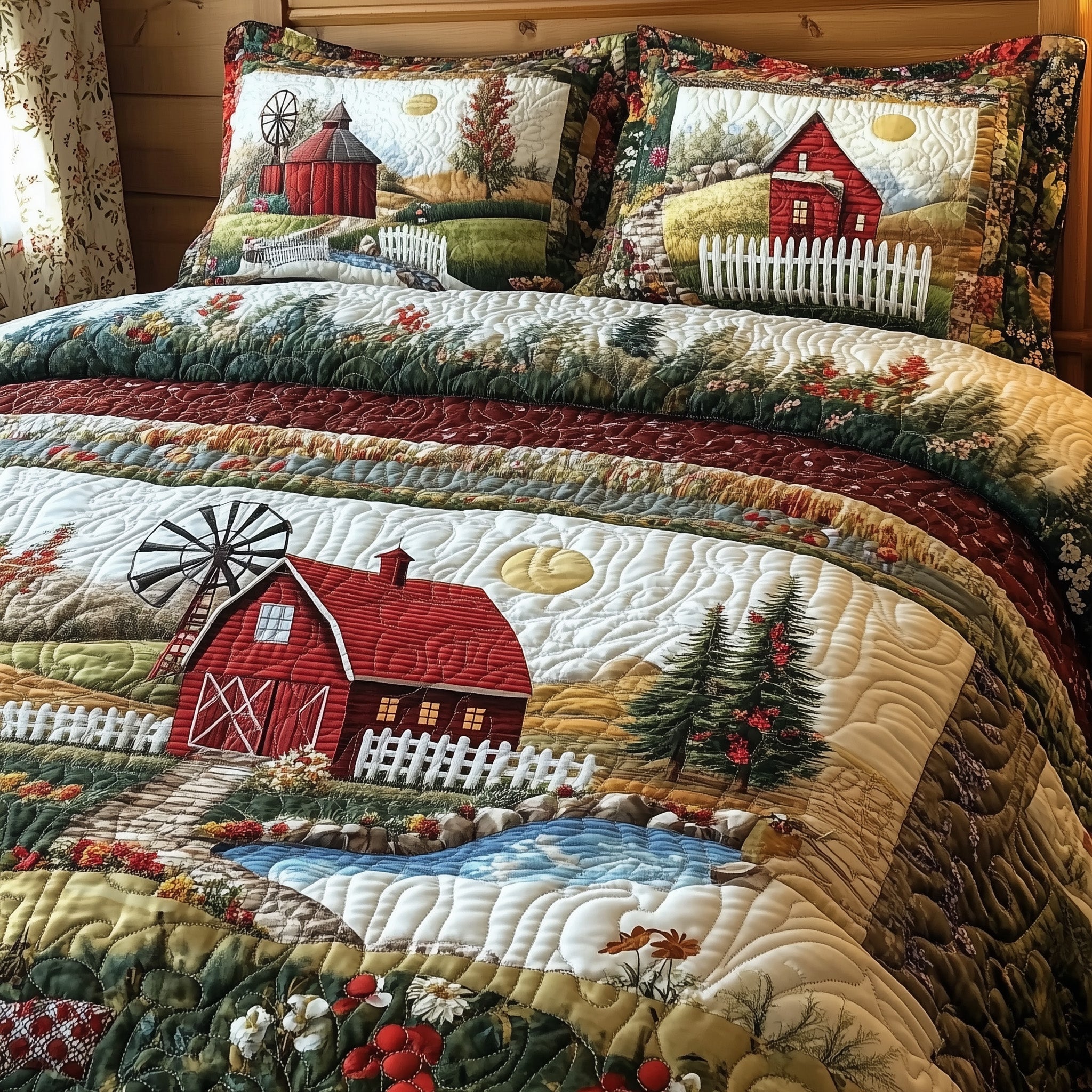 Farm Of Serenity Quilted Bedding Set Duvet Cover Merchandise Fun Gifts For Farmers