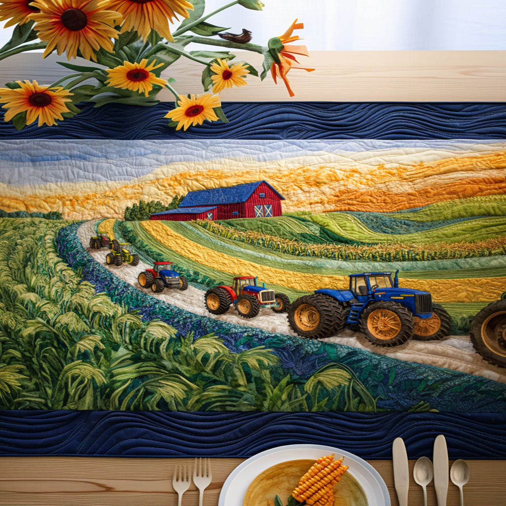 Farm Pathway Quilted Table Runner Dining Room Table Decor Presents For Tractor Lovers