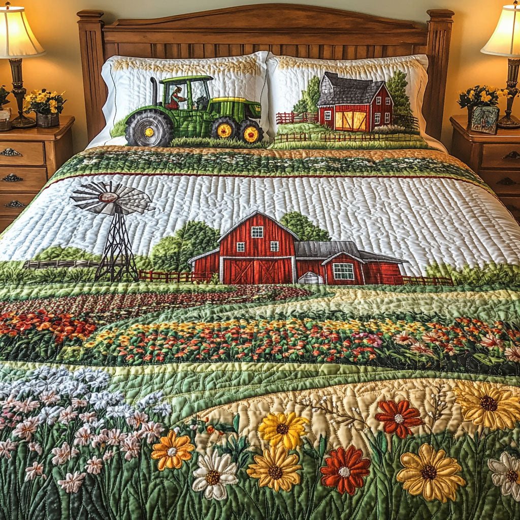 Farm Quilted Bedding Set Best Bed Sheet Set Gifts For Tractor Drivers