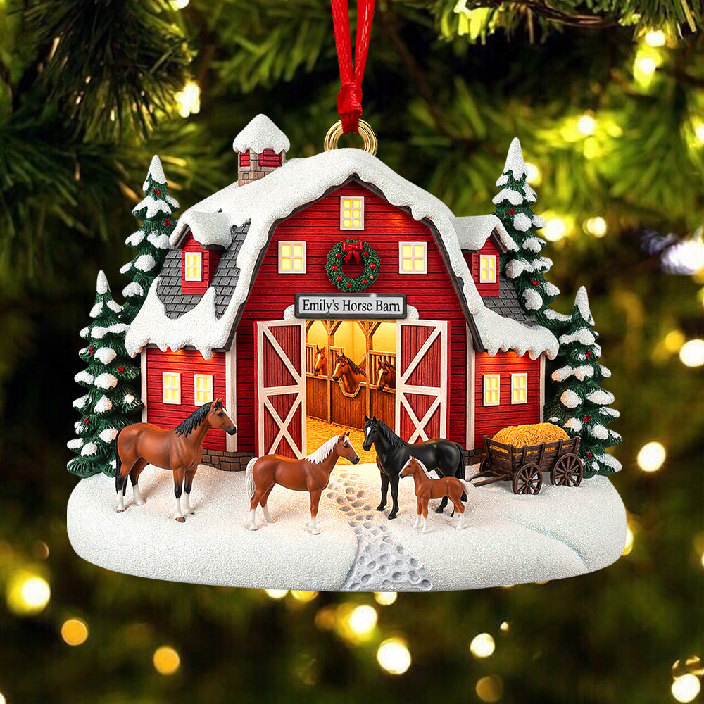 Farm Style Christmas Ornament - Personalized Gifts for Horse Lovers - Cute Christmas Tree Gift Idea