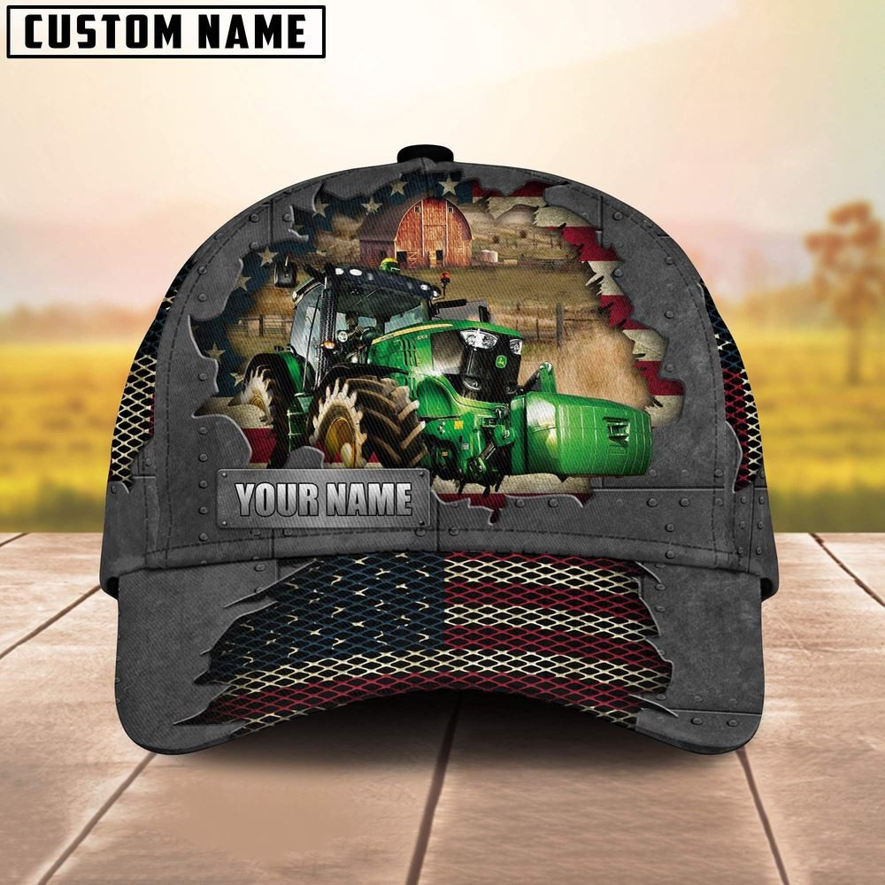 Farm Tractor Customized Name US Flag Net Cap Farm Cap Farmer Baseball Cap Gift For Farmer