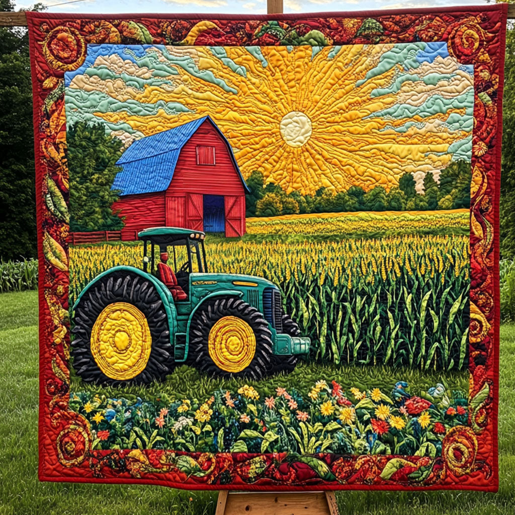 Farm Tractor Sunrise Quilted Blanket Best Couch Throw Blanket Tractor Gifts For Men