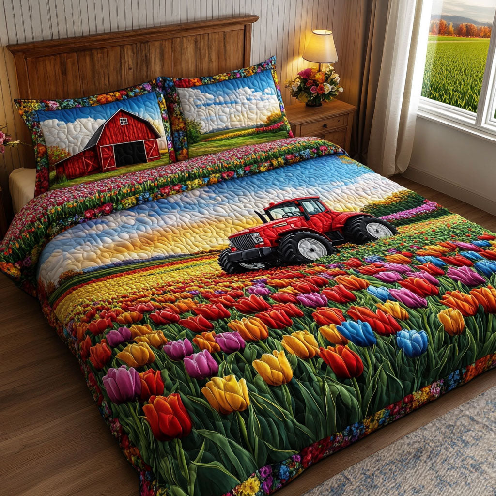 Farm Tranquility Quilted Bedding Set Best Bedspread Set Tulip Gifts For Her