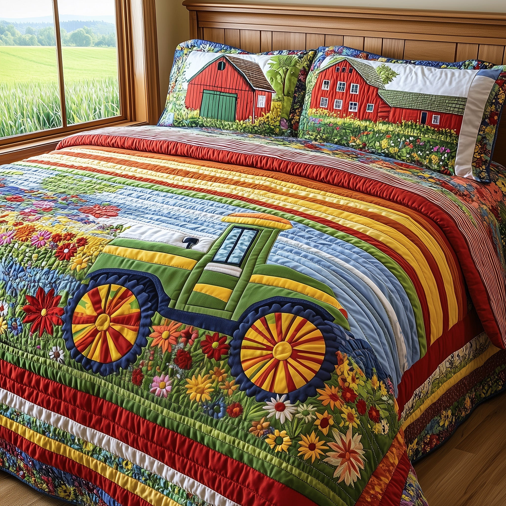 Farmer Heaven Quilted Bedding Set Duvet Cover Merchandise Christmas Gifts For Tractor Lovers