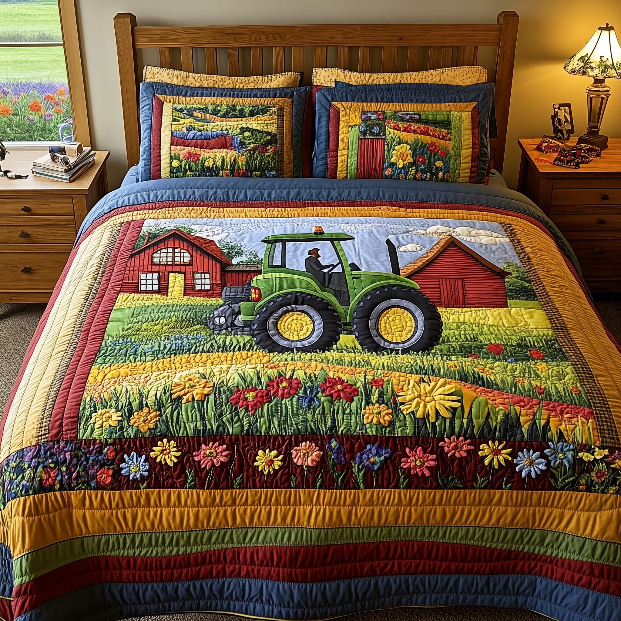 Farmer Heaven Quilted Bedding Set Duvet Cover Merchandise Funny Tractor Gifts