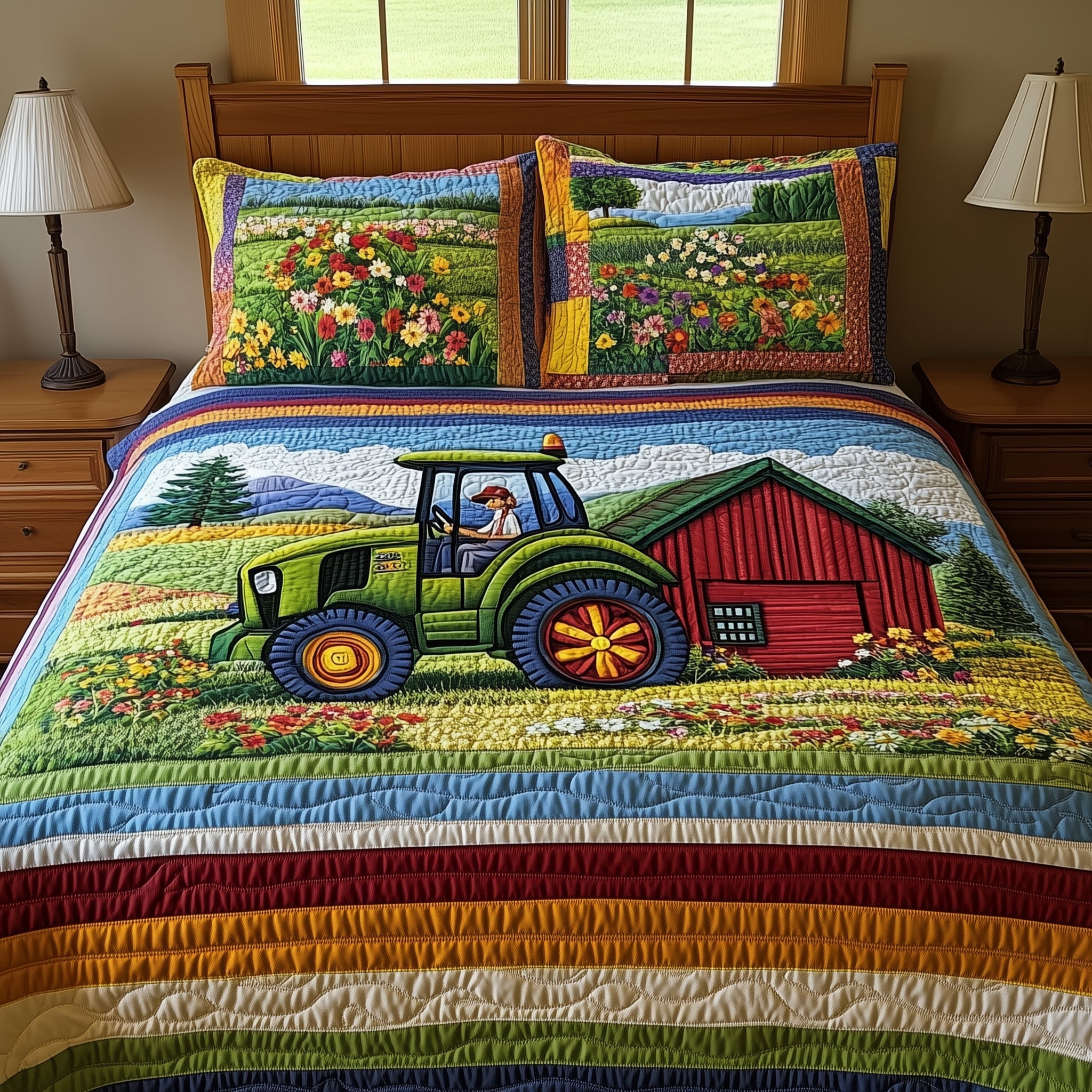 Farmer Heaven Quilted Bedding Set Duvet Cover Merchandise Tractor Gifts For Men