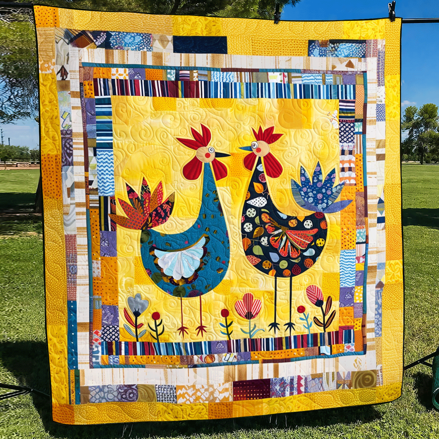 Farmhouse Bestie Quilted Blanket Chicken Lover Presents