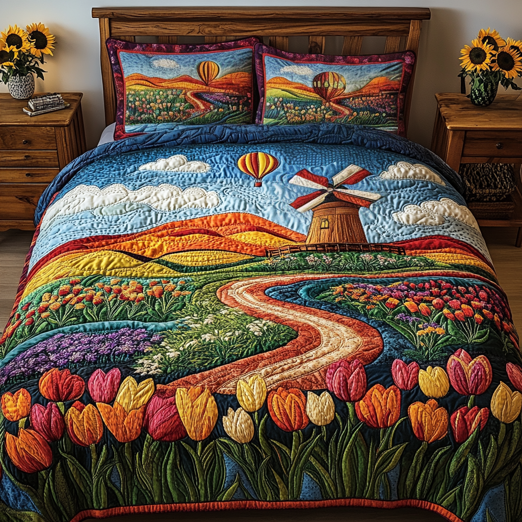 Farmhouse Bloom Quilted Bedding Set Bed Decorations Presents For Flower Lovers