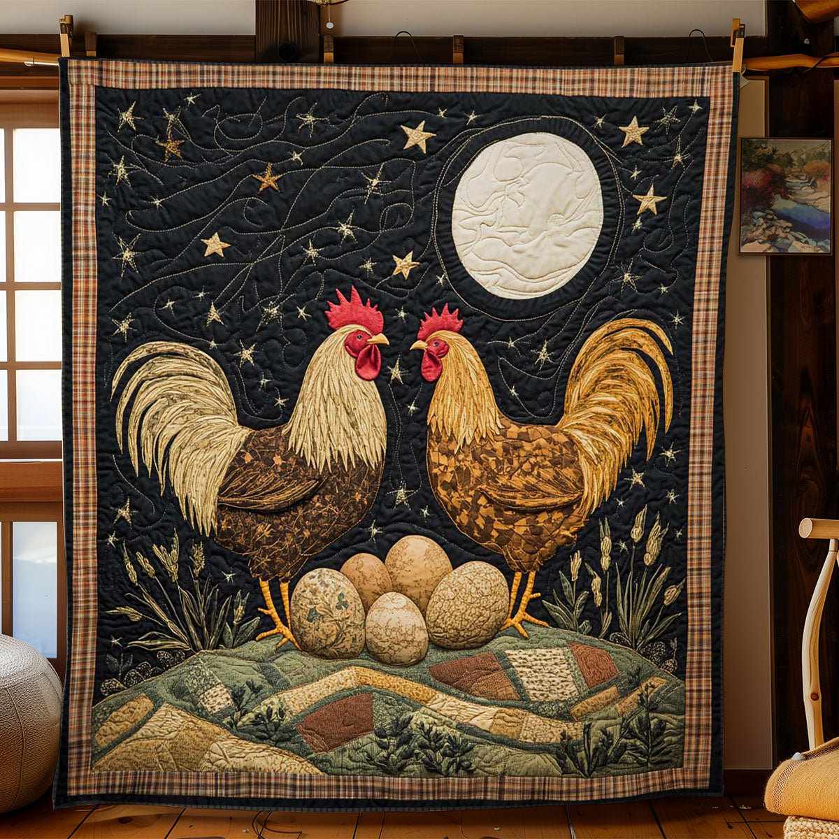 Farmhouse Chicken Quilt Trendy Quilt Blanket for Modern Home Interiors