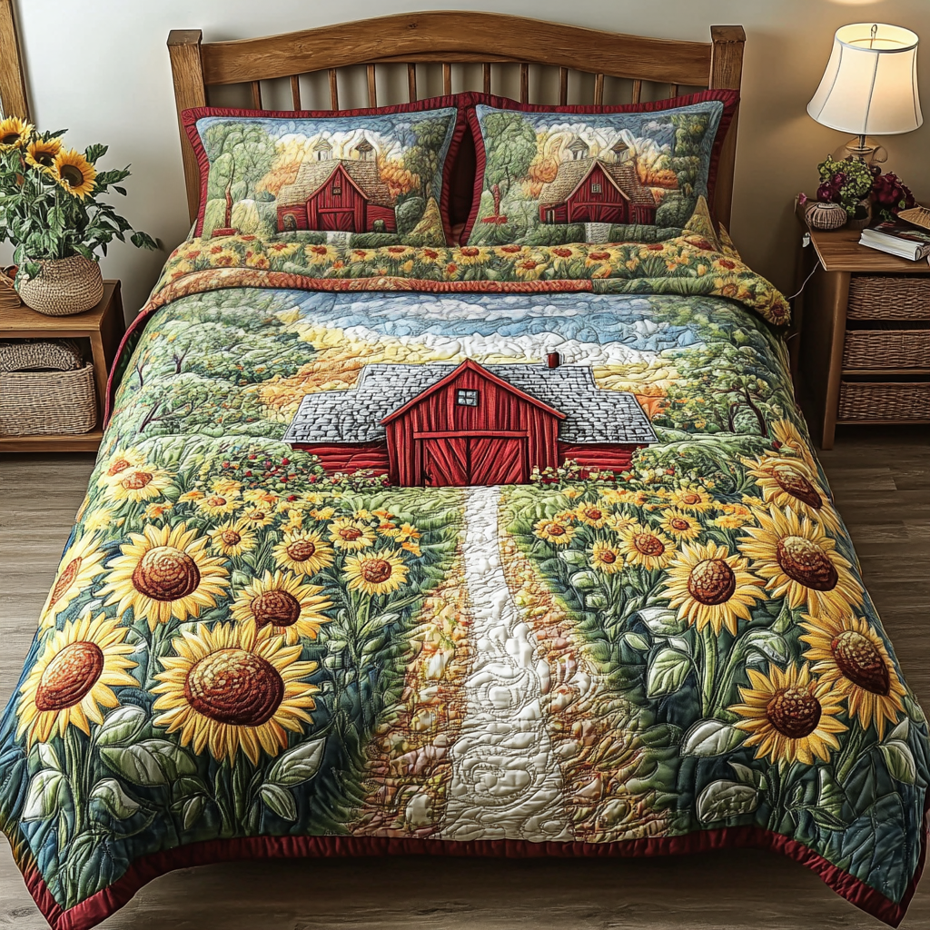 Farmhouse Dream Quilted Bedding Set Bedroom Decor Ideas Tractor Famers Christmas Gifts