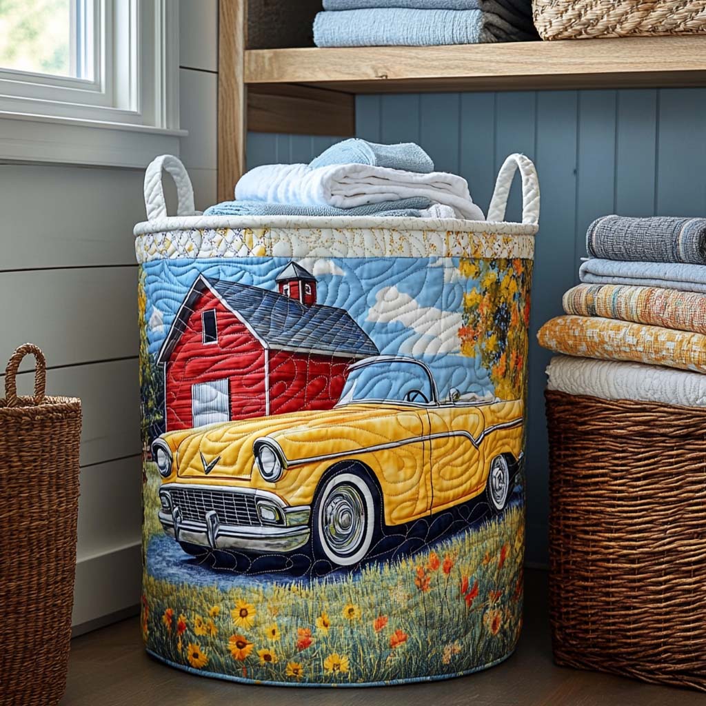 Farmhouse Drive Quilted Laundry Basket Everyday Merch Choice