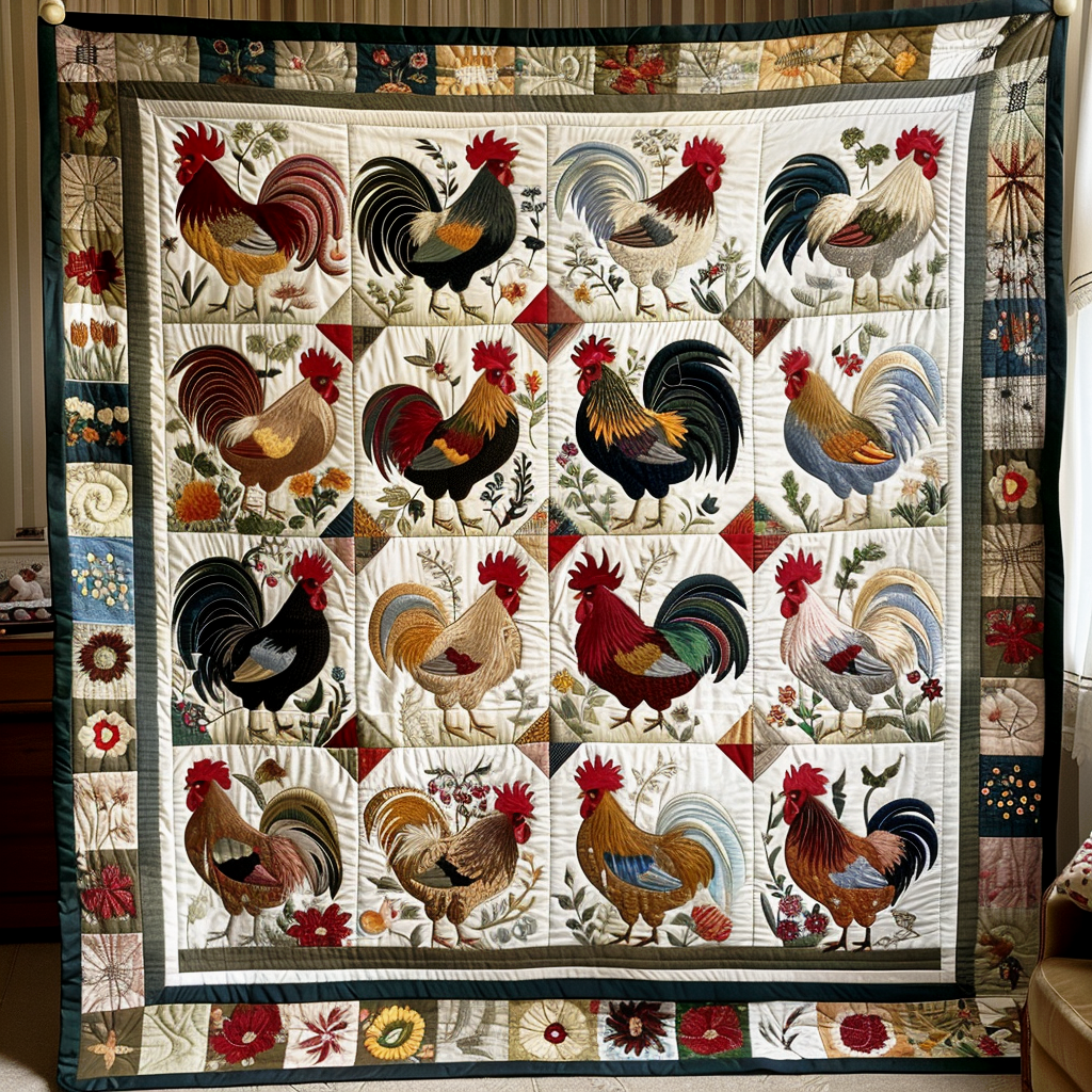 Farmhouse Feathers Quilted Blanket Presents For Chicken Love